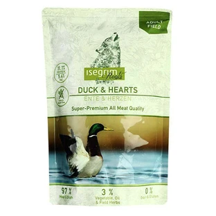 Isegrim Pouch Roots Duck & Hearts Консервований корм з качкою та курячими сердечками для дорослих собак, 410 г
