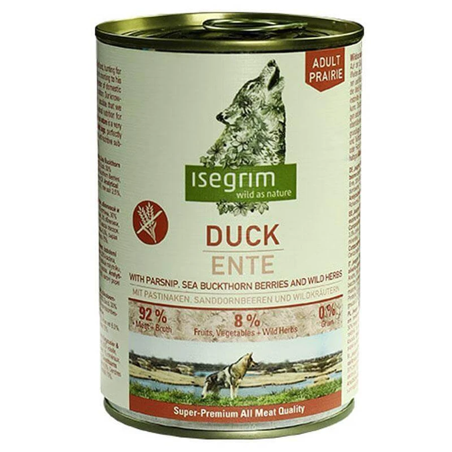 Isegrim Duck with Parsnip Sea Buckthorn&Wild Herbs Консервований корм з качкою, пастернаком, обліпихою та травами для собак, 400 г: ціни та характеристики