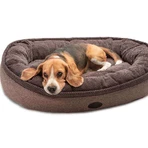Harley & Cho (Харлі енд Чо) Donut Soft Touch Brown - Овальний лежак для собак, 100х70х21 см (Коричневий): ціни та характеристики