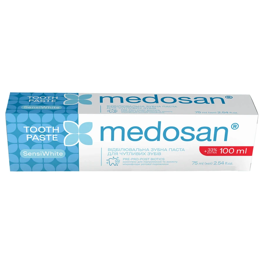 Зубна паста Medosan SensiWhite відбілююча для чутливих зубів 75 мл: цены и характеристики