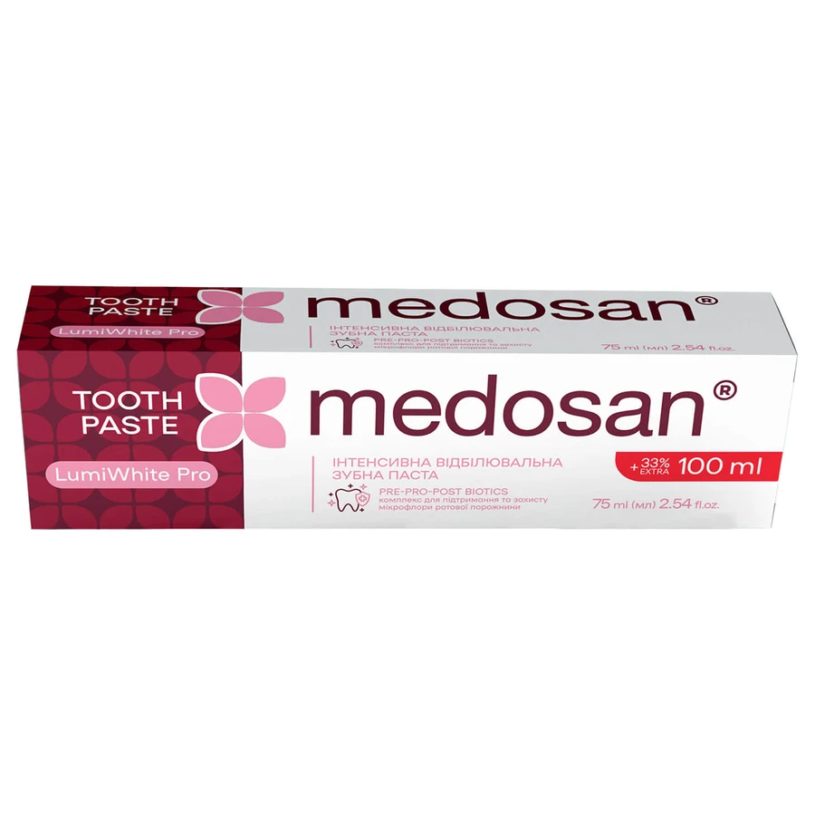 Зубная паста Medosan LumiWhite Pro интенсивная отбеливающая 75 мл: цены и характеристики