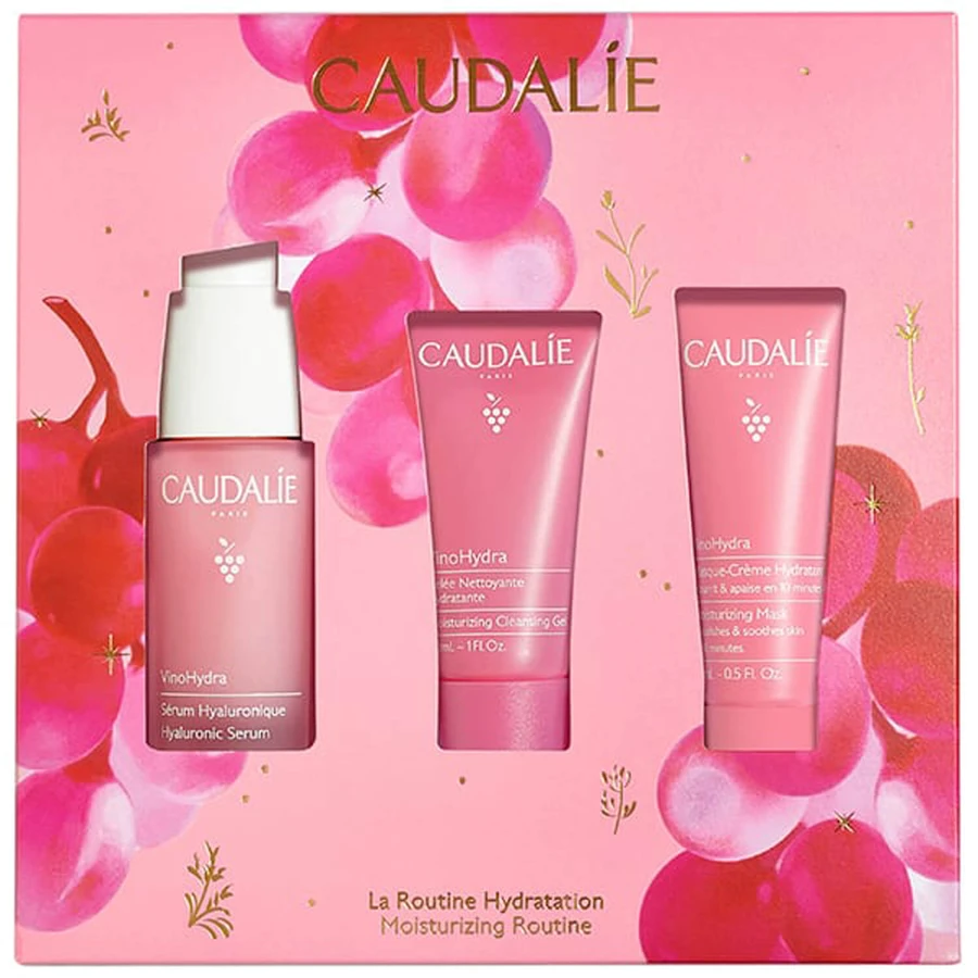 Набір Сaudalie Vinohydra Serum Set 2025 Сироватка гіалуронова 30 мл + Гель для вмивання зволожуючий 30 мл + Маска-крем зволожувальна 15 мл: ціни та характеристики