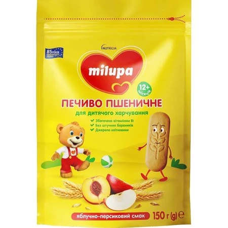Печенье Milupa Детское пшеничное яблоко-персик, от 12 месяцев 150 г: цены и характеристики