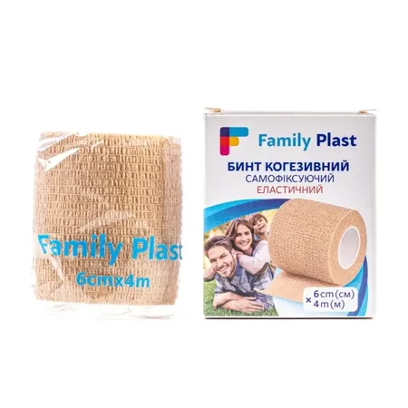 Бинт когезивный Family Plast самофиксирующий, 6 см*4 м: цены и характеристики