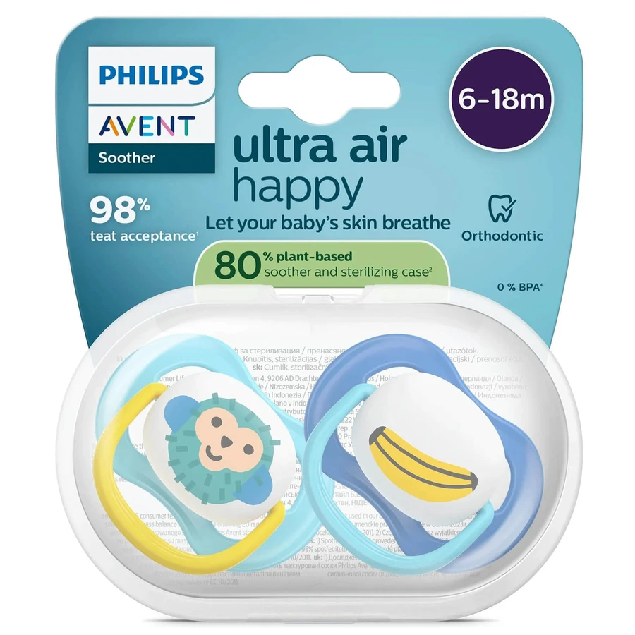 Пустушка силіконова AVENT SCF 080/26 Ultra air від 6 до 18 місяців 2 шт : ціни та характеристики