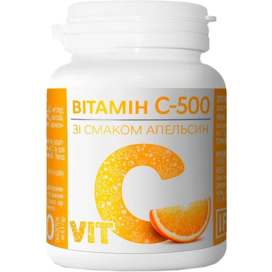 Вітамін С-500 зі смаком апельсина жувальні таблетки, №30: ціни та характеристики