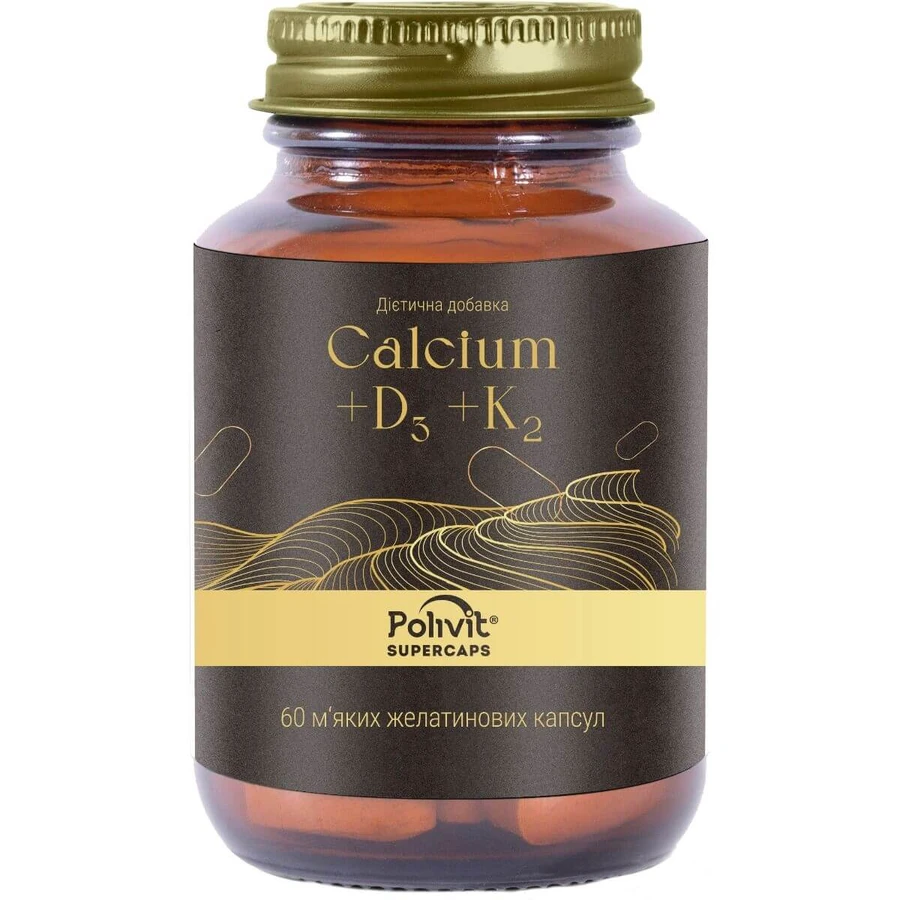 Поливит Supercaps Calcium+D3+K2 (Суперкапс Кальциум+Д3+К2) капсулы №60: цены и характеристики