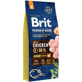 UAnimals Brit Premium by Nature JUNIOR M Сухий корм з куркою для цуценят і молодих собак середніх порід 15 кг