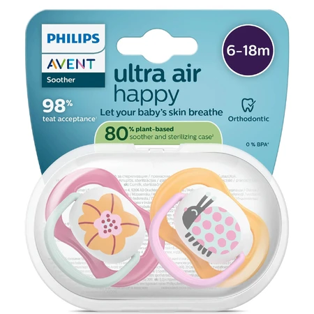 Пустушка силіконова AVENT SCF 080/27 Ultra air від 6 до 18 місяців, 2 шт: ціни та характеристики
