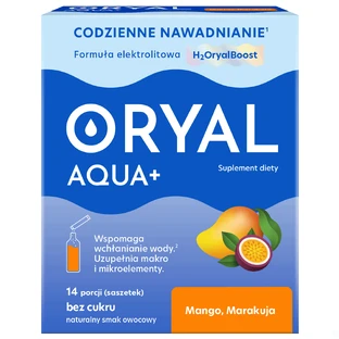 Oryal Aqua+ Манго, маракуйя, без цукру, 14 пакетиків ДЕФЕКТ УПАКОВКИ