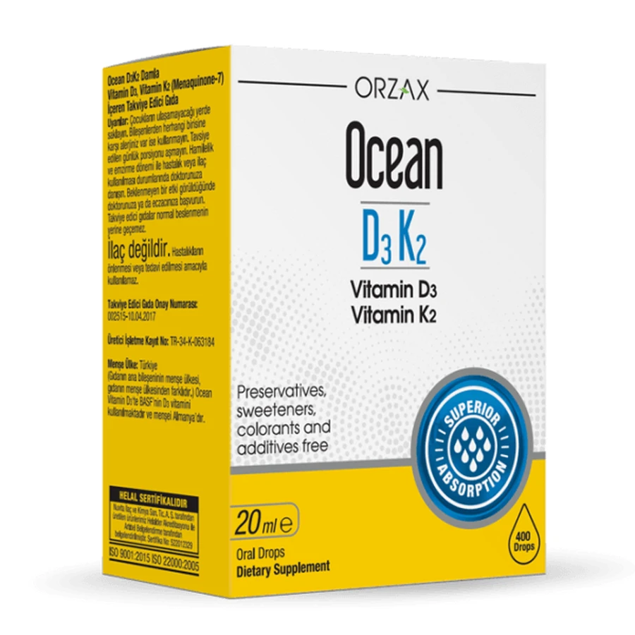 Витамин D3+K2 Orzax Ocean D3K2 капли по 20 мл во флак.: цены и характеристики