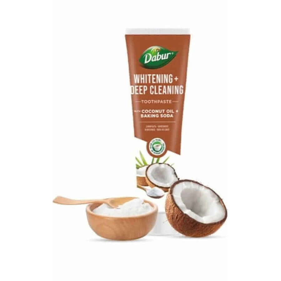 Відбілююча зубна паста з кокосовою олією та содою 100мл Dabur: ціни та характеристики
