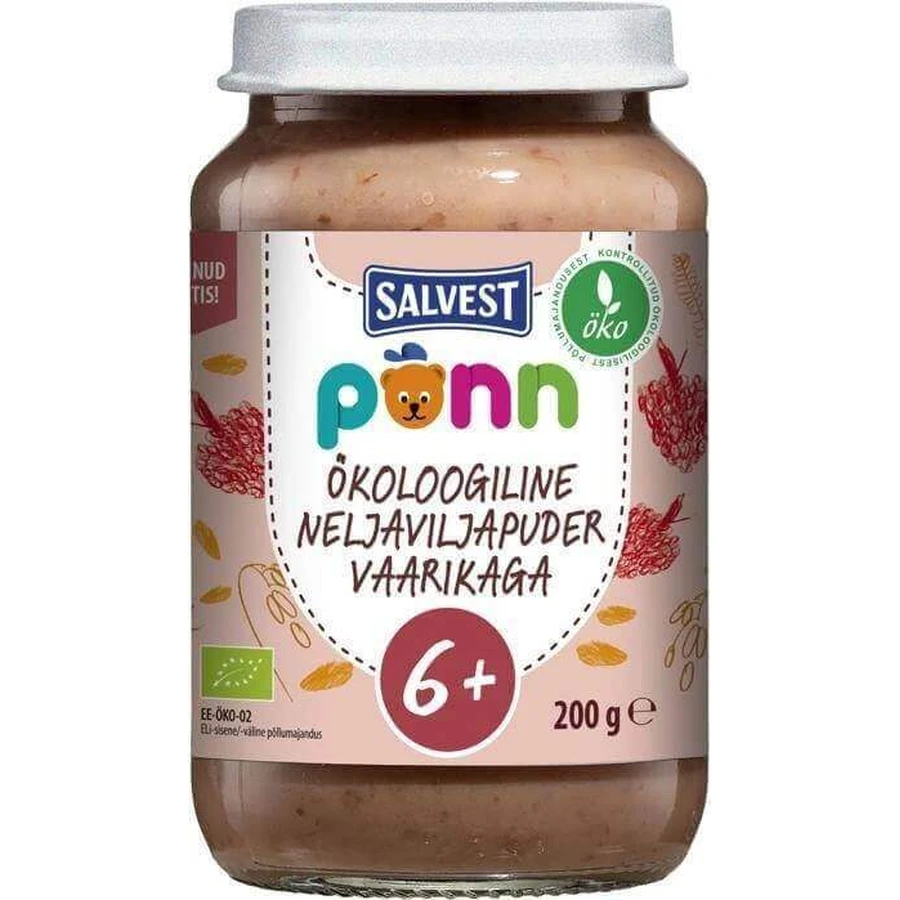 SALVEST Põnn BIO Малина со злаками 1×200 г, фруктовая закуска: цены и характеристики