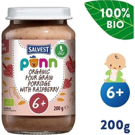 SALVEST Põnn BIO Малина со злаками 1×200 г, фруктовая закуска: цены и характеристики