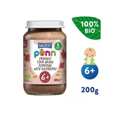 SALVEST Põnn BIO Малина со злаками 1×200 г, фруктовая закуска: цены и характеристики