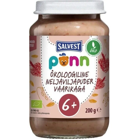 SALVEST Põnn BIO Малина со злаками 1×200 г, фруктовая закуска: цены и характеристики