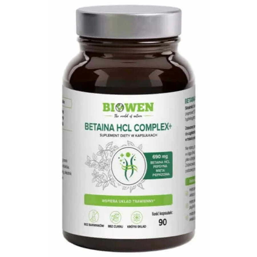 Бетаїн HCL + пепсин + м'ята перцева 90 капсул Biowen: ціни та характеристики