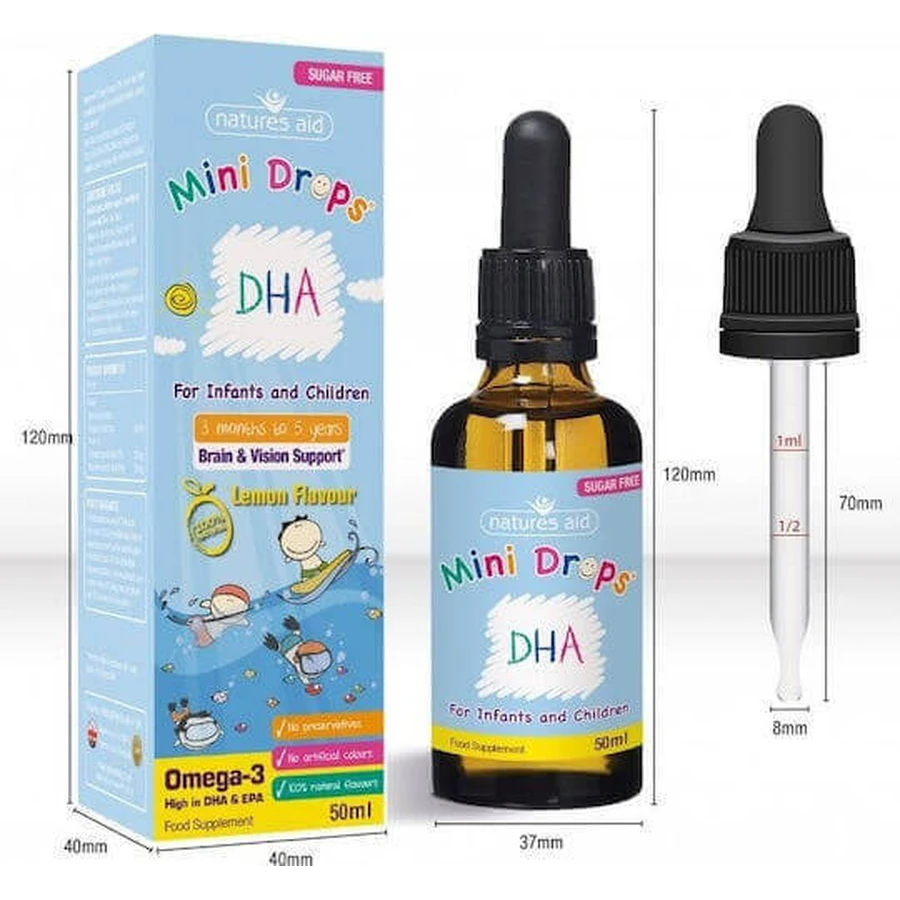 Natures Aid DHA Fish Oil Drops Suitable for Children 50ml Lemon: цены и характеристики