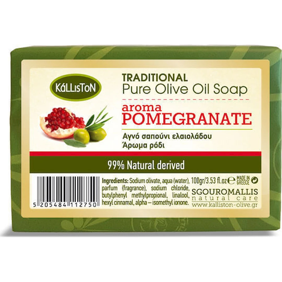 Гранатове мило для тіла Kalliston Pure Olive Oil Soap Pomegranate Body Soap Bar 100gr: ціни та характеристики