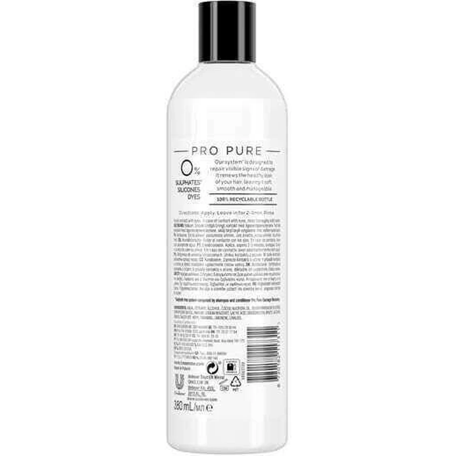 TRESemme Pro Pure Відновлення пошкодженого волосся Реконструюючий/живильний кондиціонер для всіх типів волосся 380 мл: ціни та характеристики