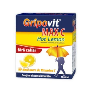 Gripovit Max C Hot Lemon без сахара, 10 пакетиков, Zdrovit