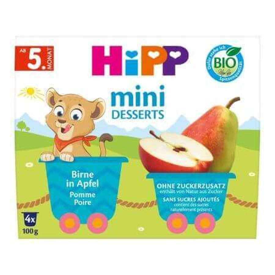 Органический мини-десерт с яблоками и грушами, 4 х 100 г, Hipp: цены и характеристики