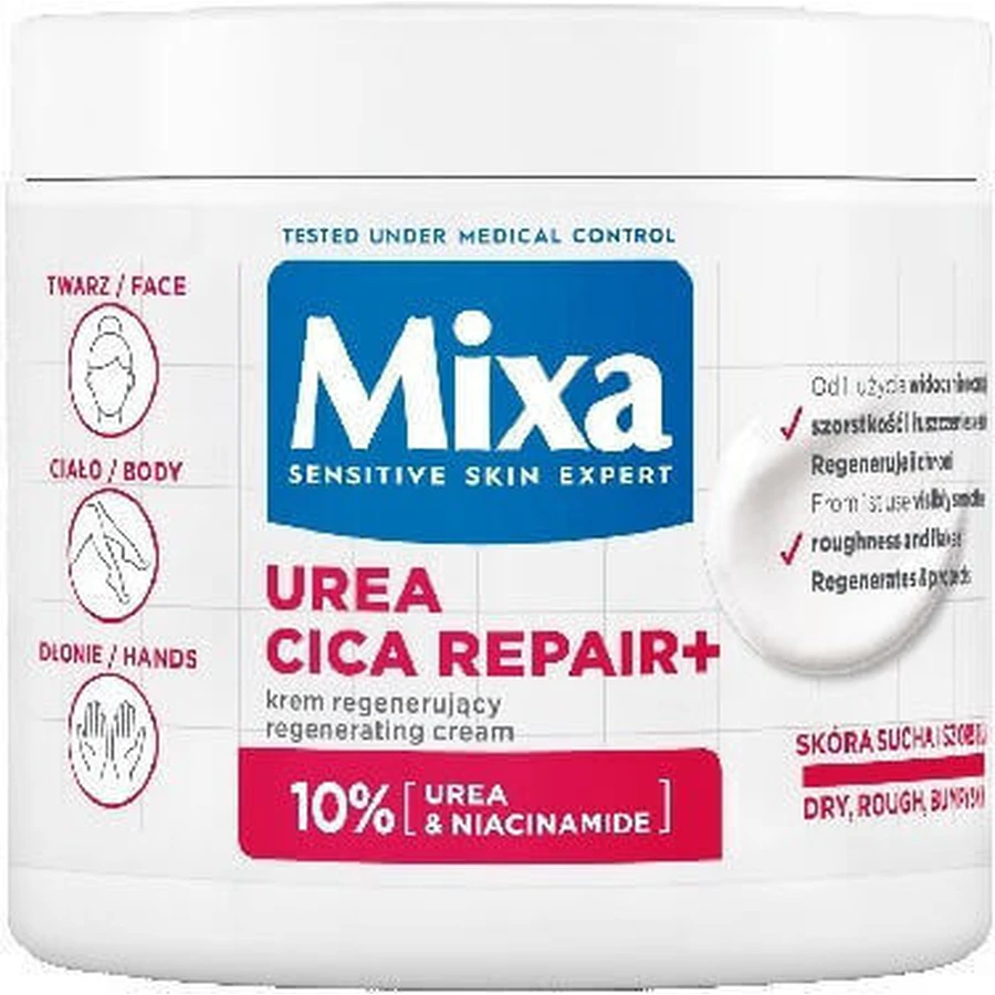 Mixa Urea Cica Repair+ Відновлювальний крем для обличчя, рук і тіла 400 мл: ціни та характеристики