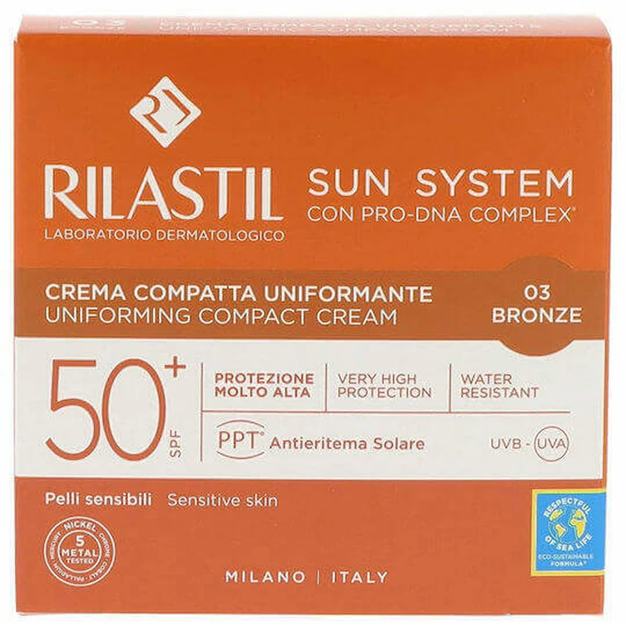 Rilastil Sun System Компактна сонцезахисна компактна пудра для обличчя SPF50 з пігментом 03 Бронза 10гр: ціни та характеристики