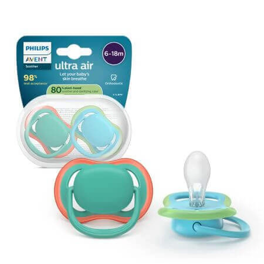 Philips Avent Ультра пустушка Philips Avent Ультра пустушка, синя/зелена, 6-18 місяців, SCF087/10, 2 штуки, Philips: ціни та характеристики