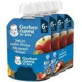 Пюре з яблуком, бананом та полуницею, 6 місяців+, 4 х 90 г, Gerber