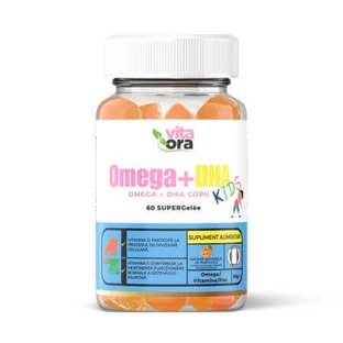 Omega + Dha Kids Super Gelee, со вкусом апельсина, 60 драже, Vita Ora