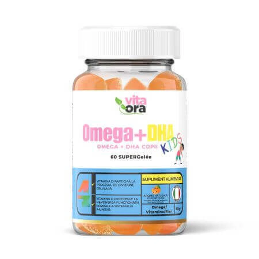 Omega + Dha Kids Super Gelee, со вкусом апельсина, 60 драже, Vita Ora: цены и характеристики