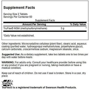 Swanson MSM 1500mg Joint & Bone Health Supplement 120 tabs
