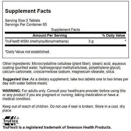 Swanson MSM 1500mg Joint & Bone Health Supplement 120 tabs: цены и характеристики