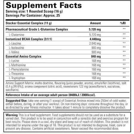 Stacker 2 Essential Amino 400gr Raspberry ALBASTRU: ціни та характеристики