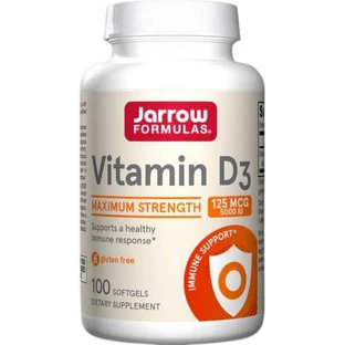Jarrow Formulas Витамин D3 для поддержки иммунитета и здоровья яиц 5000iu 125mcg 100 софтгелей