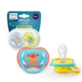 Philips Avent Ultra Air Пустышка Philips Avent, синяя/желтая, 18 месяцев+, SCF349/58, 2 штуки, Philips