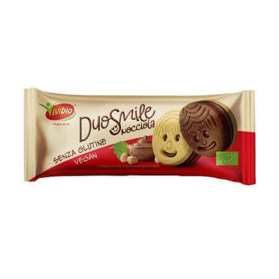 Органічне печиво з безглютеновою начинкою з фундука Duosmile, 40 г, Vivibio: ціни та характеристики