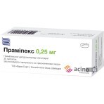 Праміпекс табл. 0,25 мг №30: ціни та характеристики