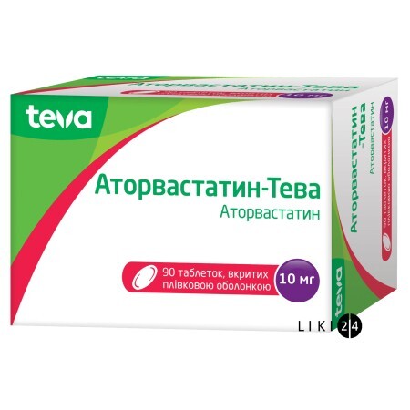 Аторвастатин-тева табл. п/плен. оболочкой 10 мг блистер №90