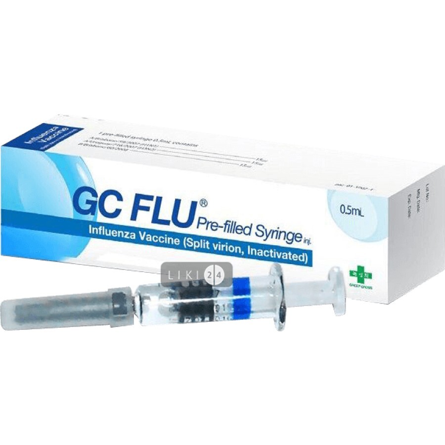 Джісі флю вакцина для профілактики грипу (розщеплений віріон інактивований) сусп. д/ін. шприц 0,5 мл №10: ціни та характеристики