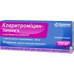 Кларитроміцин-Здоров'я табл. в/о 250 мг блістер №10: ціни та характеристики
