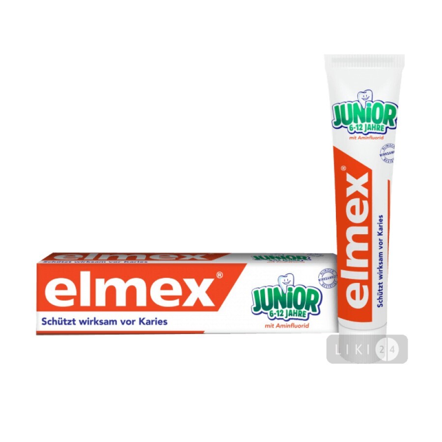 Зубна паста Colgate Elmex Junior для дітей 6-12 років, 75 мл: ціни та характеристики
