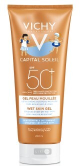 Солнцезащитный водостойкий гель Vichy Capital Soleil с технологией нанесения на влажную кожу для чувствительной кожи детей SPF 50+ 200 мл