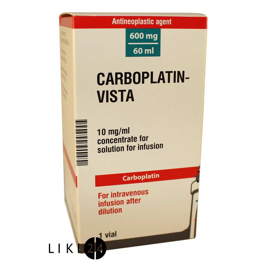 Карбоплатін-віста конц. д/р-ну д/інф. 600 мг фл. 60 мл: ціни та характеристики