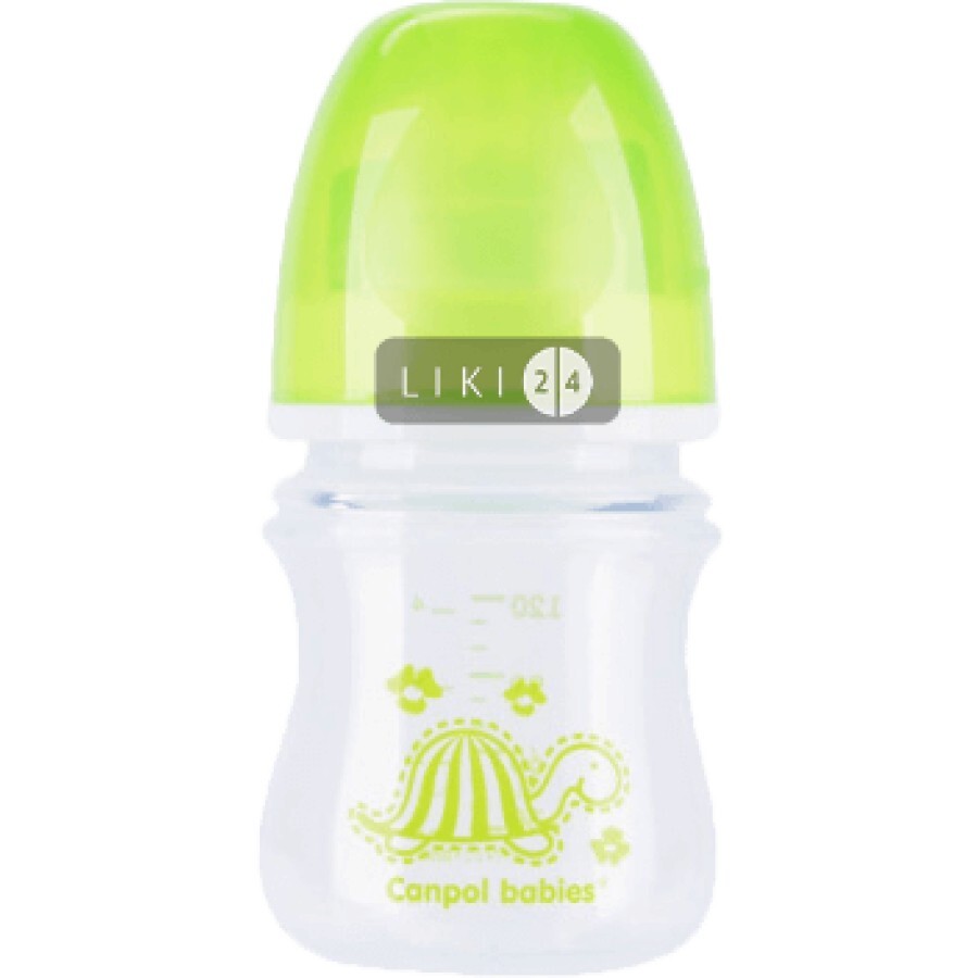 Бутылка с широким отверстием антиколиковая Canpol Babies Easystart Цветные зверьки 120 мл: цены и характеристики