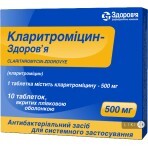 Кларитроміцин-Здоров'я табл. п/о 500 мг блістер №10: ціни та характеристики