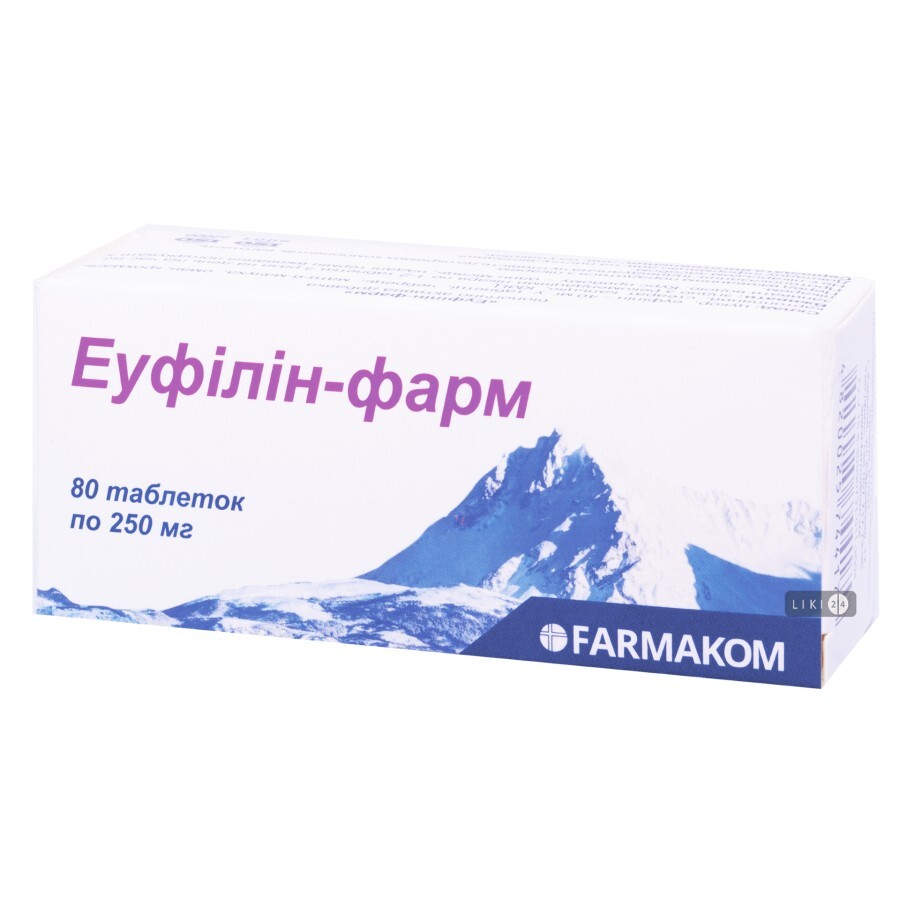 Еуфілін-Фарм таблетки, 0,25 г №80: ціни та характеристики