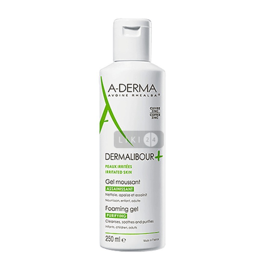 Гель для умывания A-Derma Дермалибур для очищения раздраженной и поврежденной кожи, 250 мл: цены и характеристики